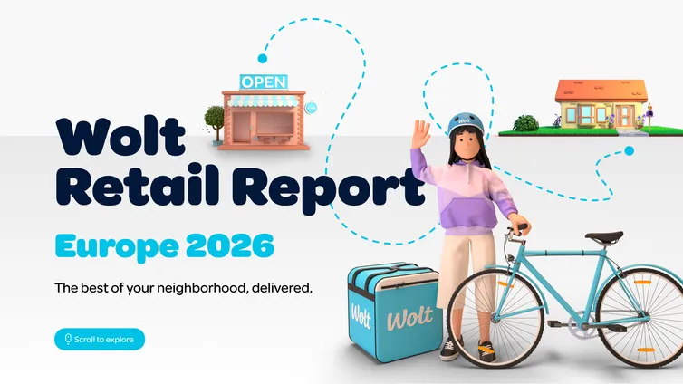 The Wolt Retail Report cover, on a laptop screen